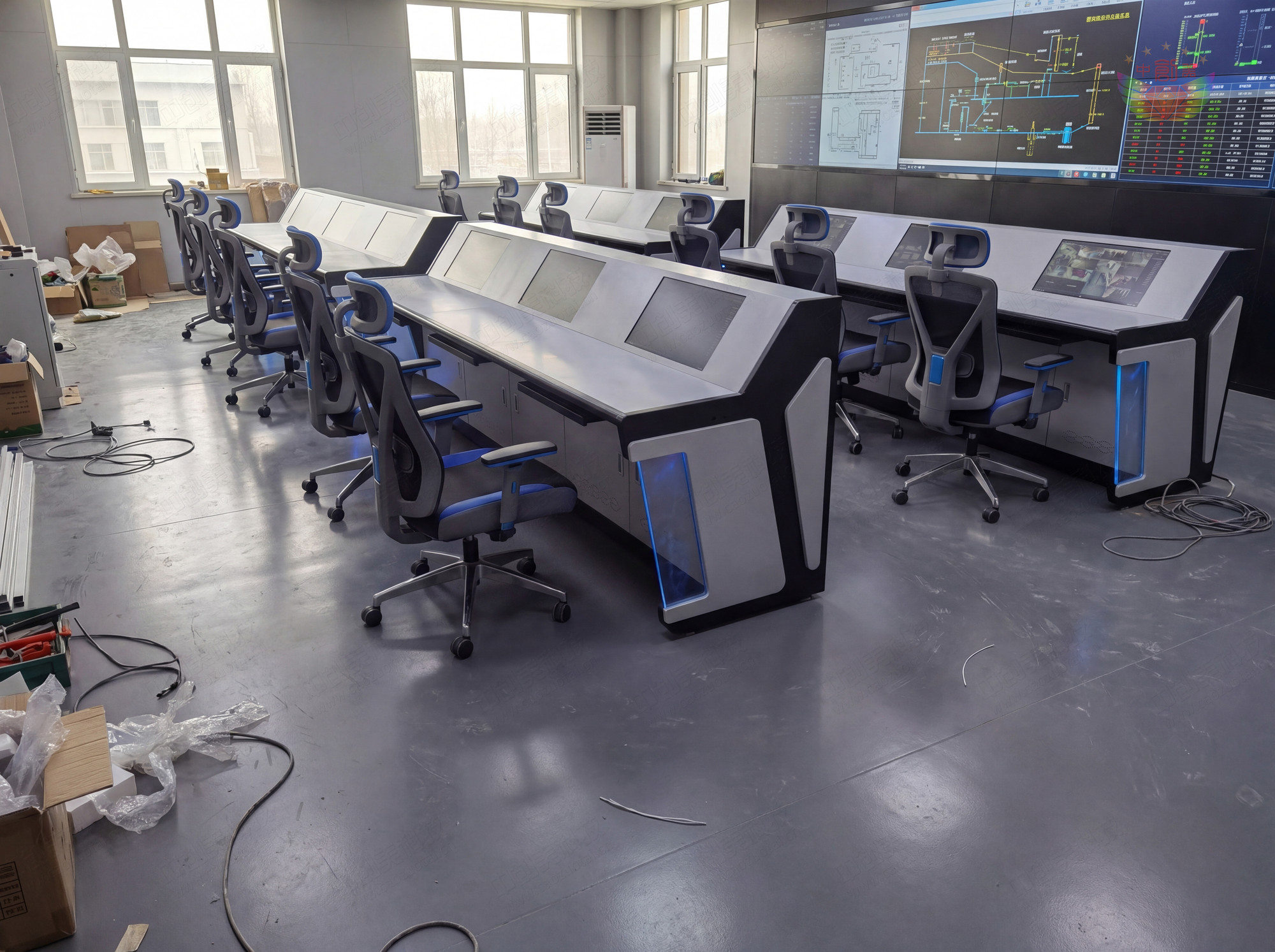 電廠(chǎng)中控室斜面多媒體操作臺圖片