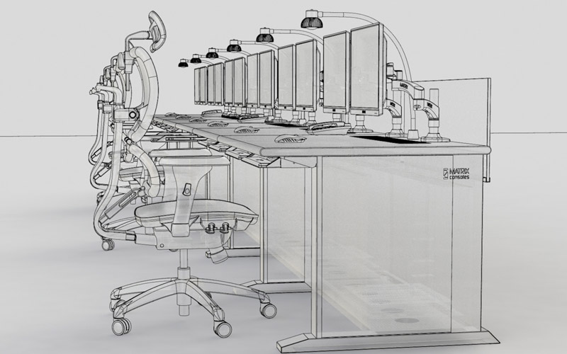 中控室電腦操作臺框架結構圖片